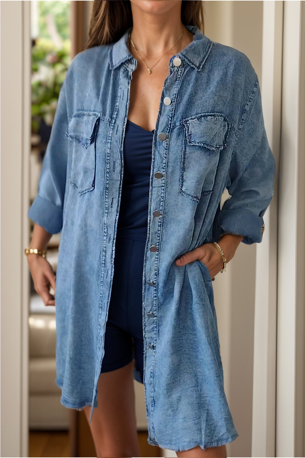 Deandra™ - Oversized Denim Shirt