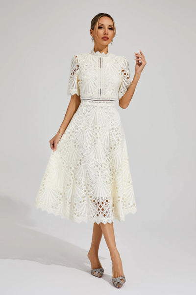 Leigh - Elegant Lace Midi Dress