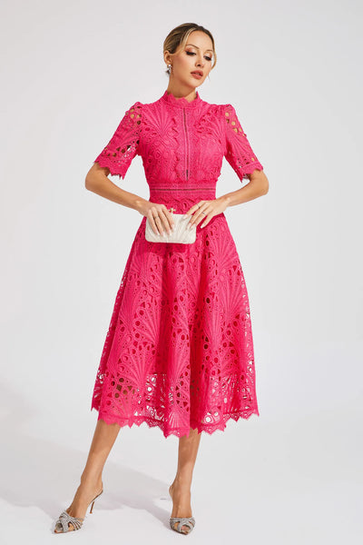 Leigh - Elegant Lace Midi Dress