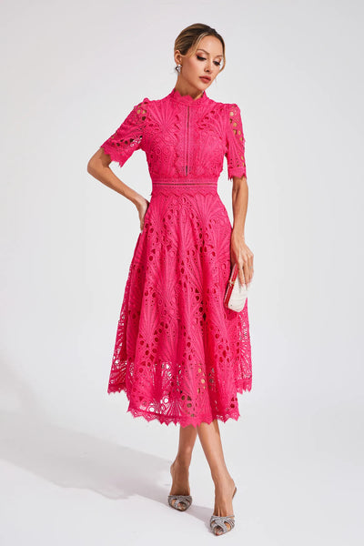 Leigh - Elegant Lace Midi Dress