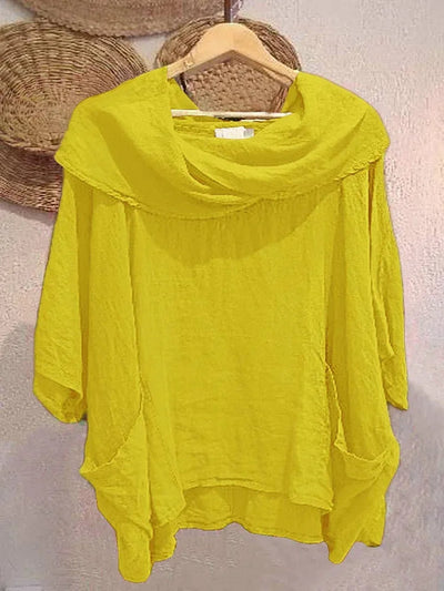 Tanith - Relaxed Fit 3/4 Sleeve Draped Neck Blouse