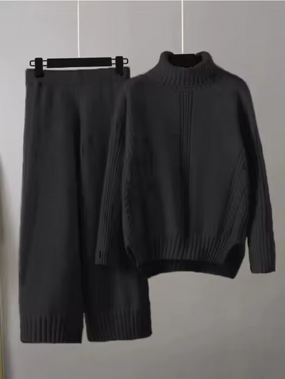 Scarlett™ - Stylish High-neck Pullover Sweater with Loose Pants Set