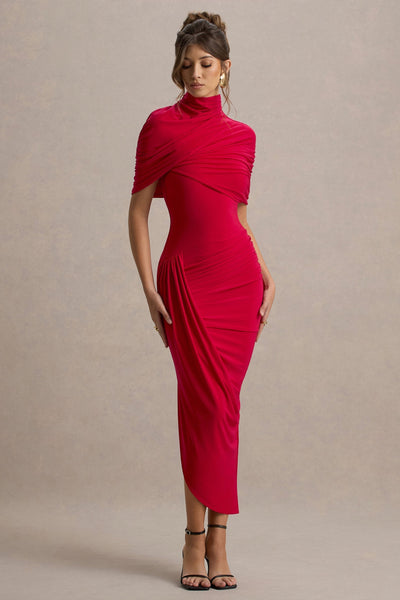 Taylor - Twisted Asymmetric Maxi Cape Dress